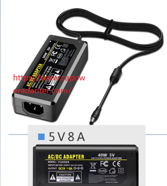 NEW Model YU0508 5v 8a 8000ma ac/dc mains desktop power supply adapter